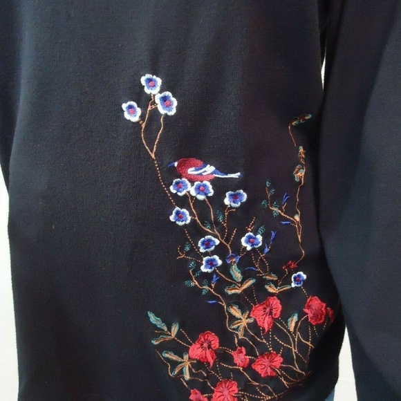 Charter Club Women's Black Embroidered Floral - Picture 5 of 7